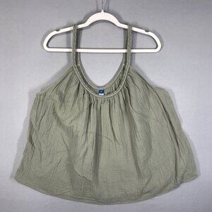 Old Navy Tank Top Women's 2XL Green Pullover Blouse Scoop Braided Strap Gauze